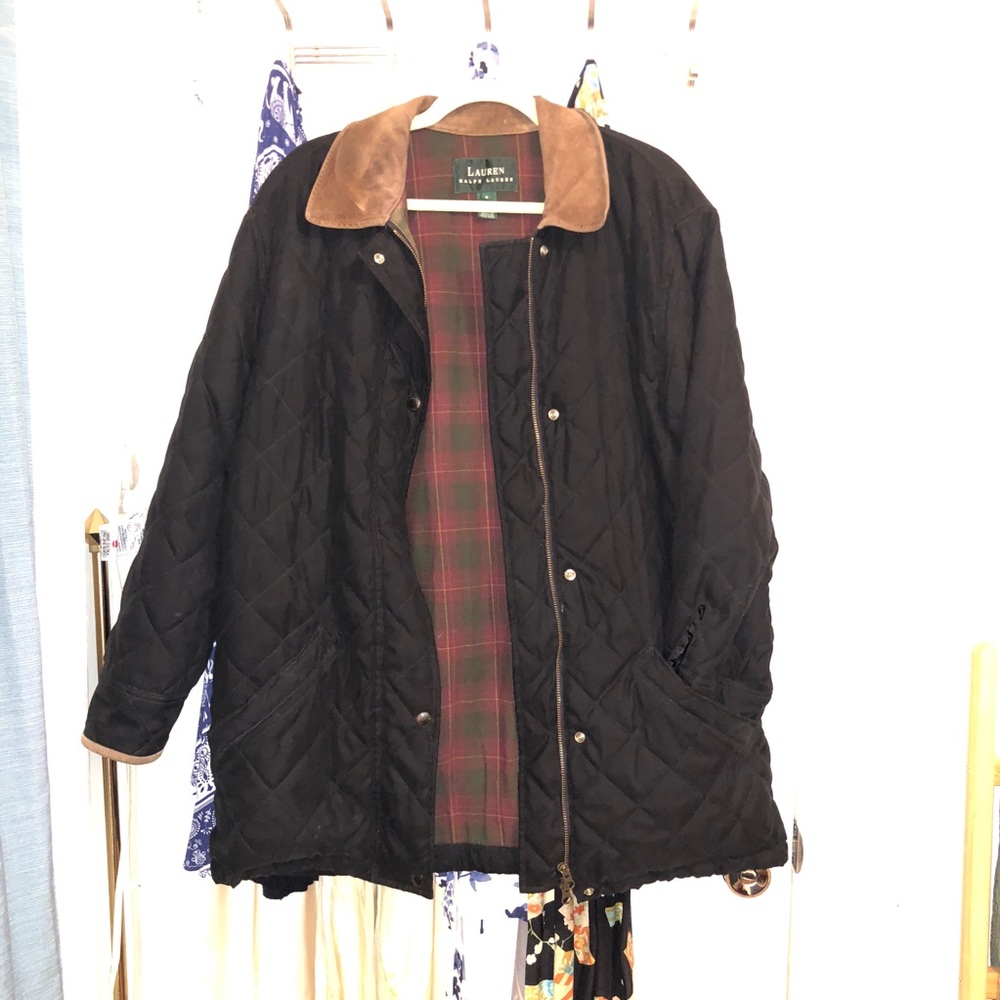 Ralph Lauren barn field quilted black collar coat